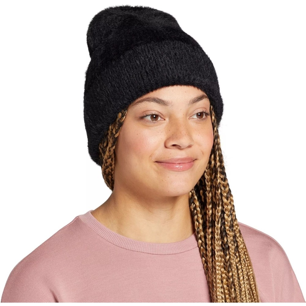 Alpine Design Women's Fuzzy Rib Beanie, Black 25579